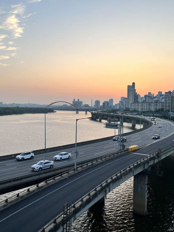 韓国　夕日